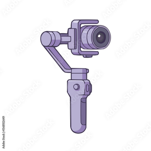 Icon of gimbal stabilizer for camera in purple color  