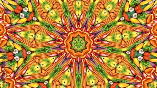 Wallpaper Mural 12word sentence describing the image the image shows a colorful symmetrical kaleidoscope pattern of vegetables.ankmated footage background Torontodigital.ca
