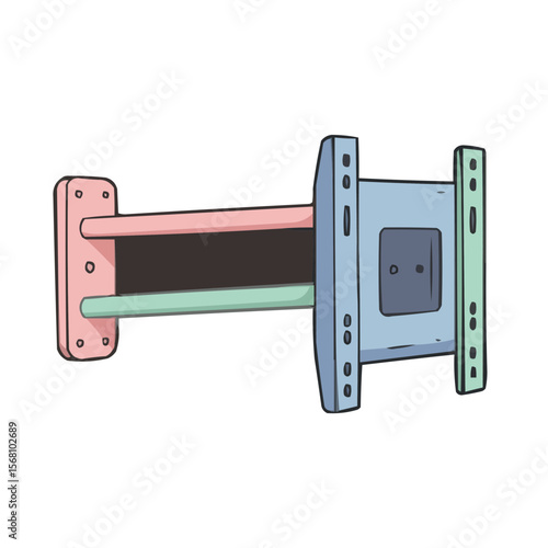 Wall-mounted TV bracket in pastel colors with adjustable arms  