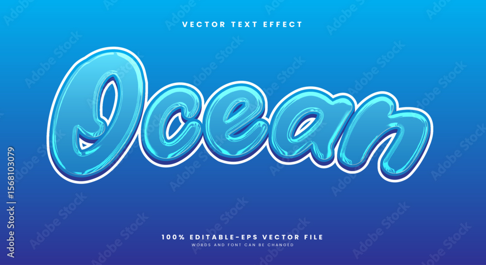 Fototapeta premium Ocean 3d editable text effect Template Suitable for Under water theme
