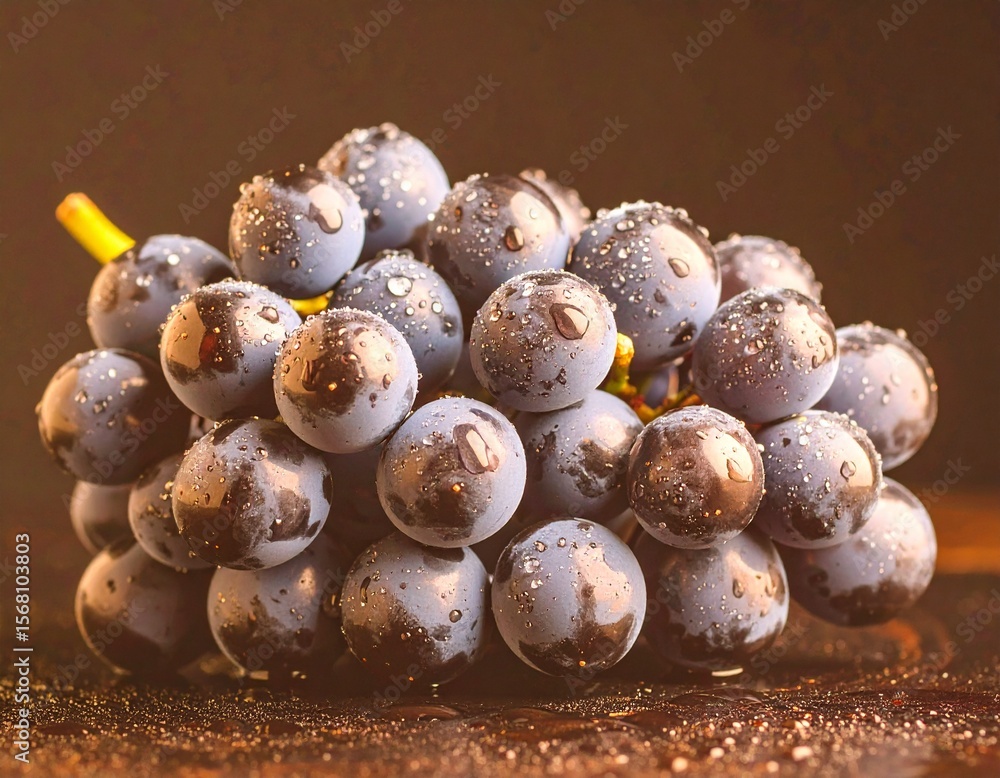 Obraz premium Dark grapes on black background – elegant moody fruit close-up