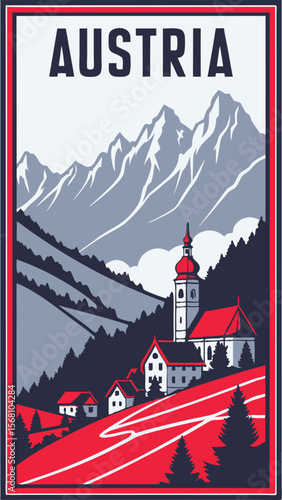 Austria in Silhouette - A Vintage Alpine Reverie