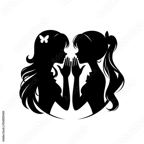 Two girls whispering against each other