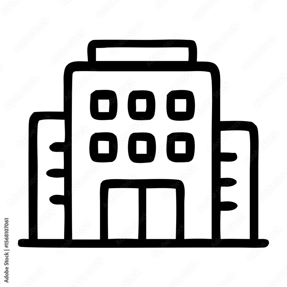 Simple Line Art Office Building Front View Icon Architecture Simple Line Art Office Building Front View Icon Architecture