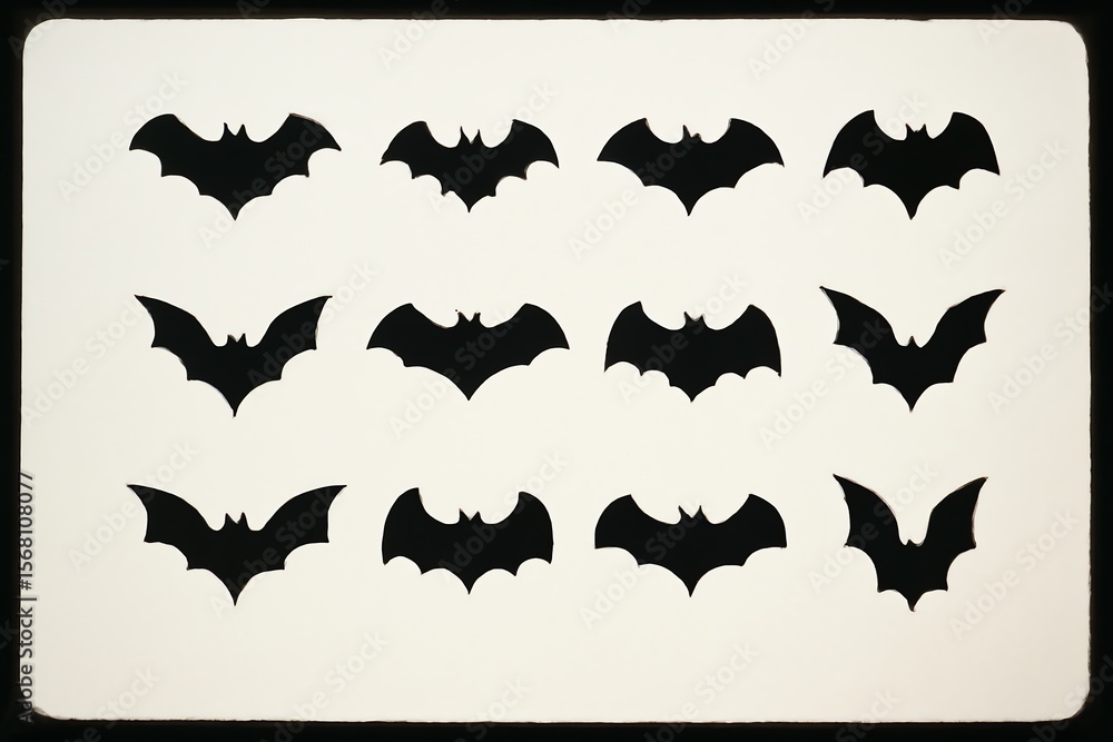 Naklejka premium Flying Bats Silhouettes Festive Halloween Background Decorations