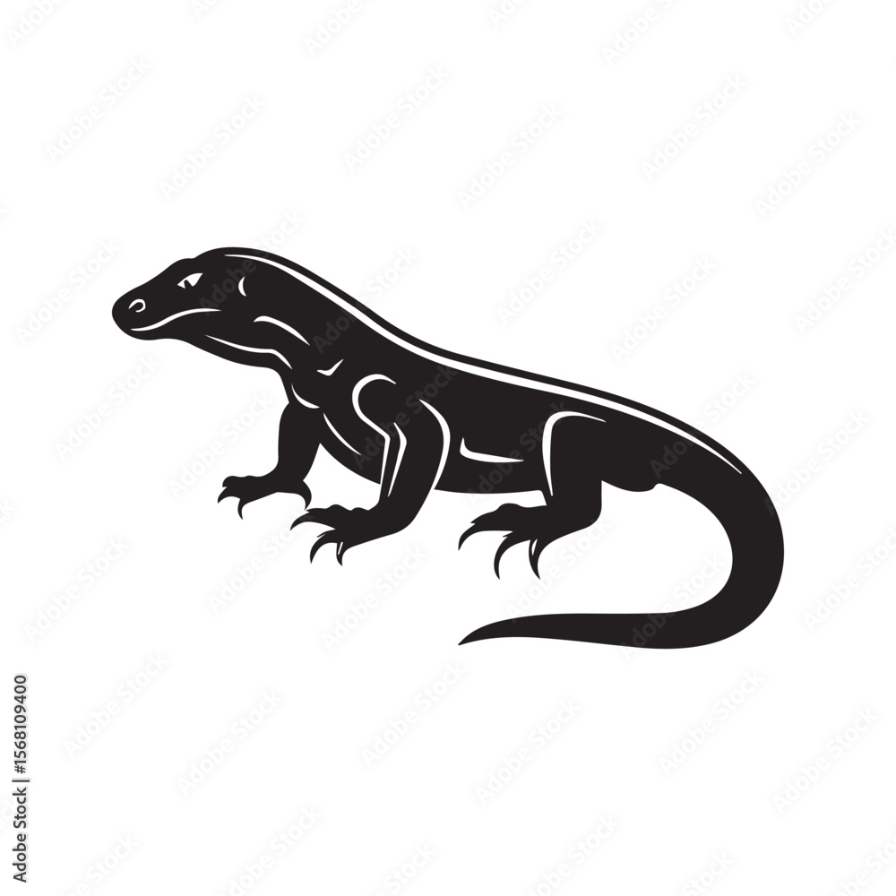 Fototapeta premium Komodo Dragon Silhouette Vector Illustration Isolated