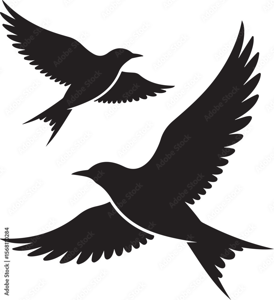 Obraz premium silhouettes of birds, set of silhouettes of birds, set of birds,