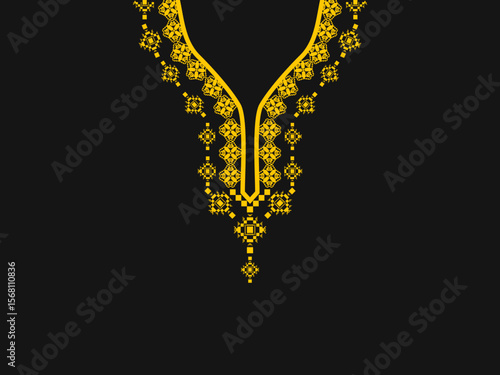 Floral neckline pattern background. geometric design. traditional style. for decoration, textile, fabric, clothing. embroidery style.