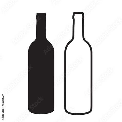 Black and White Wine Bottle Silhouettes Side by Side
