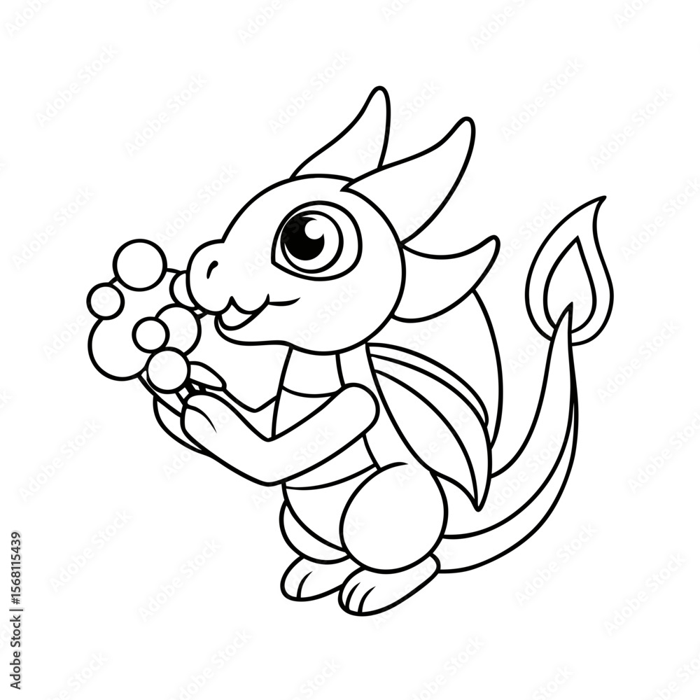 Fototapeta premium Dragon Blowing Garden Flowers Printable Coloring Page