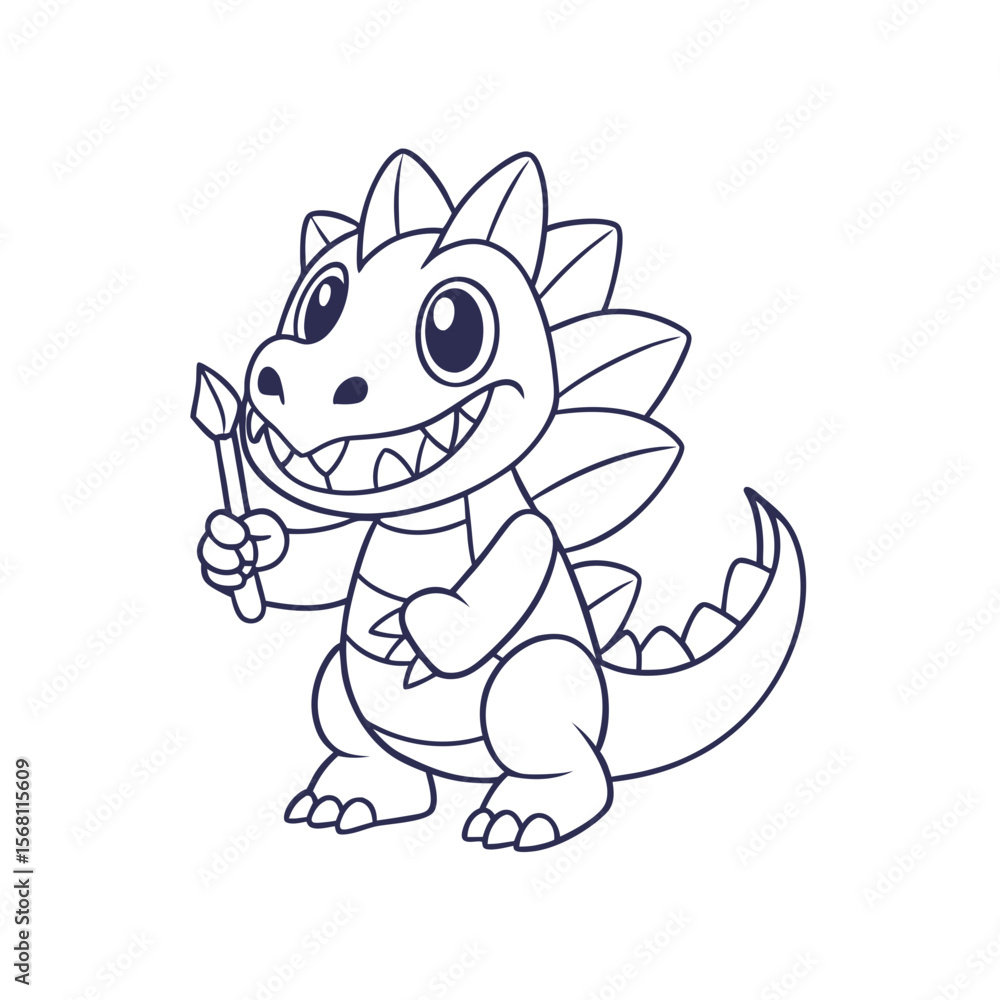 Obraz premium Dragon Brushing Its Teeth Coloring Page