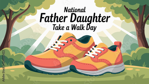 National Father-Daughter Take a Walk Day Bonding Shoe Illustration