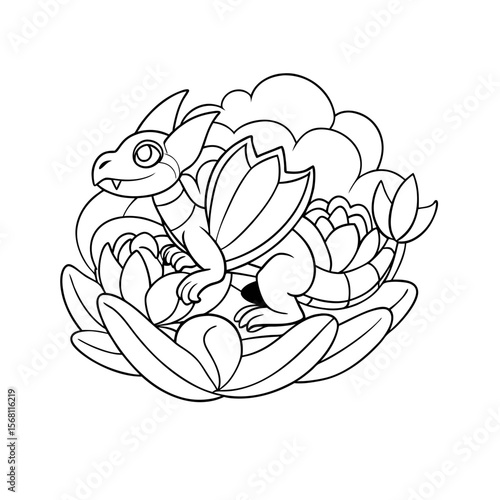 Dragon Doing Somersaults Coloring Page