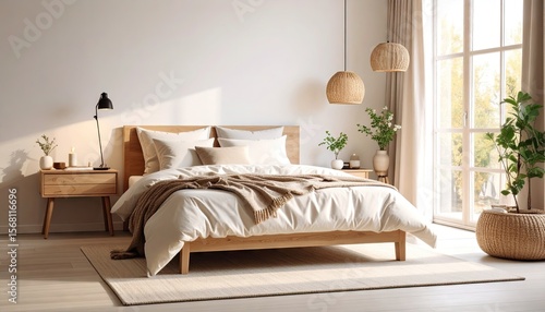 Modern bedroom with natural light