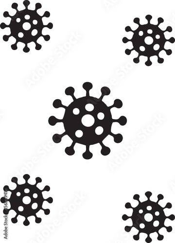 Silhouette set of vector illustrations of simple shapes of various virus icons and pictograms