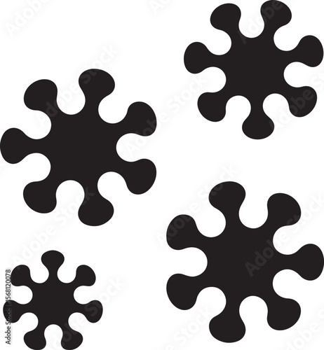 Silhouette set of vector illustrations of simple shapes of various virus icons and pictograms