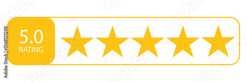 5 Star Rating Icon — Yellow Customer Review Symbol for Product or Service Feedback | Transparent PNG and Editable Vector for App, Website, and UI Design