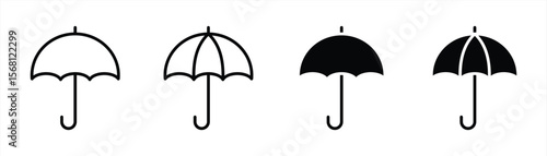 minimalis umbrella icon. outline and silhouette concept 