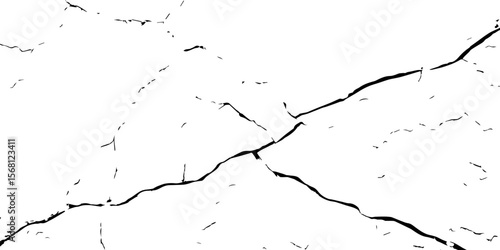 "White grunge wall texture with bold black cracks forming abstract patterns. Ideal for backgrounds, distressed design elements, aged surface effects, and creative graphic overlays"
