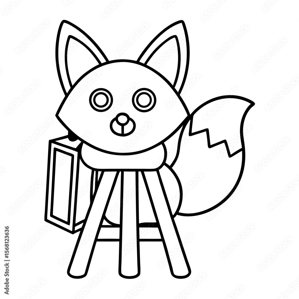 Fototapeta premium Fox Painting on a Candy Canvas Coloring Page