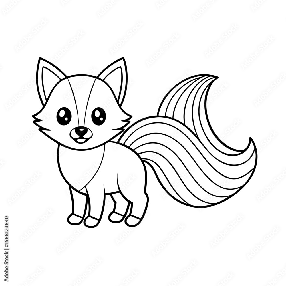 Obraz premium Fox Painting Rainbow Splash Coloring Page