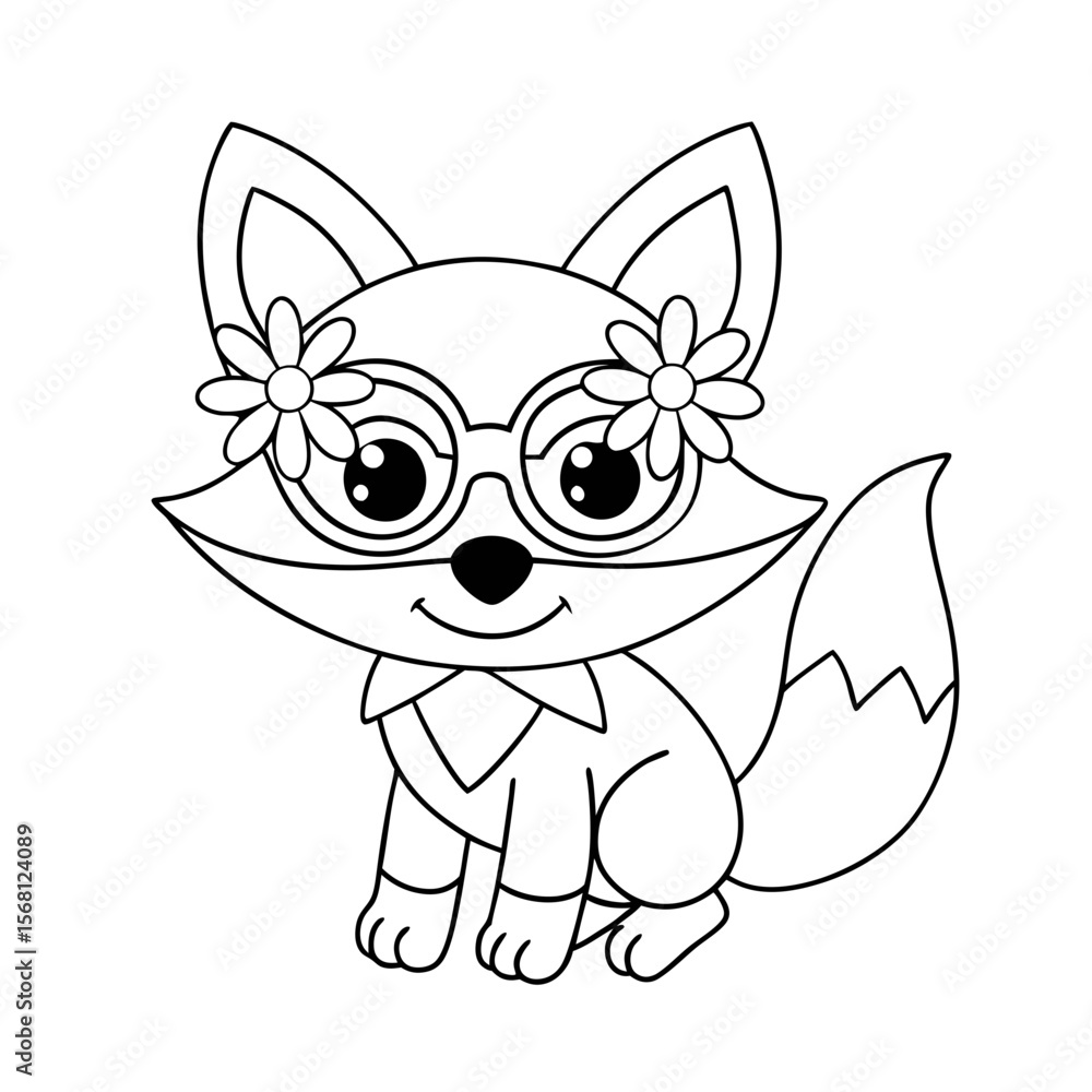 Fox Wearing Daisy Glasses Coloring Page Fox Wearing Daisy Glasses Coloring Page