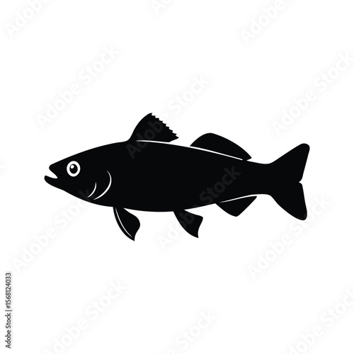 Sleek black silhouette of a fish swimming gracefully in clear water
