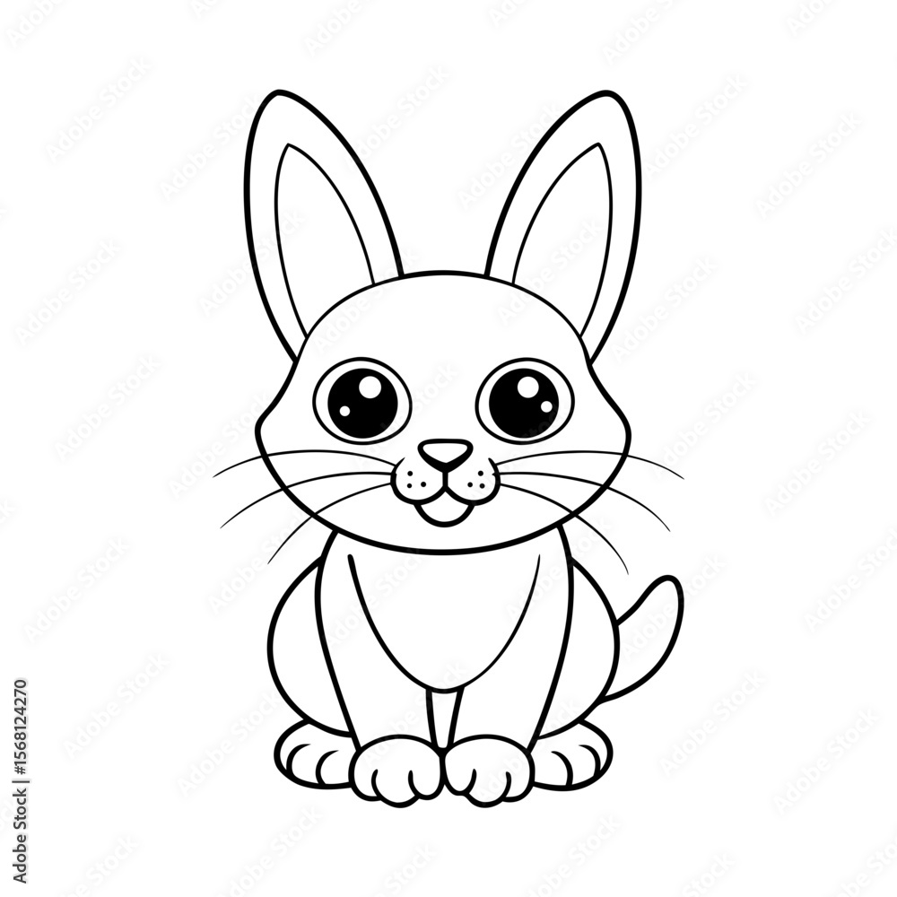 Fototapeta premium Kitten with Bunny Ears Coloring Page