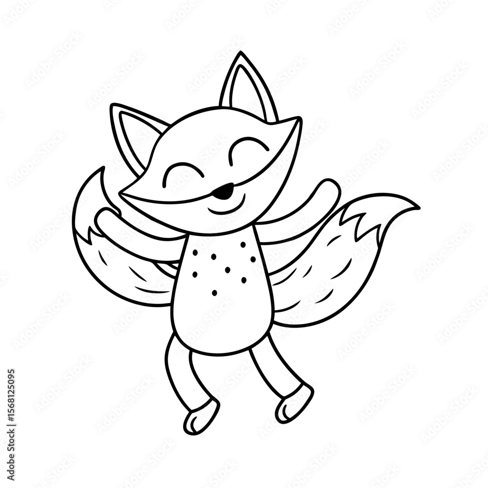 Naklejka premium Fox Dancing Under a Sunbeam Coloring Page