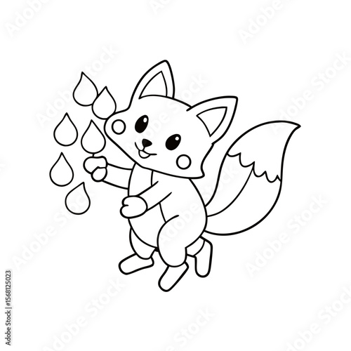 Fox Catching Marshmallows Coloring Page