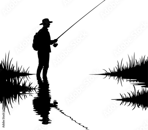 silhouette of fisherman with fishing rod, fishing, fisherman, silhouette, water, sunset, fish, lake, sport, sea, rod, boy, angler, leisure, beach, hobby, fisher, river, people, nature, ocean, angling,