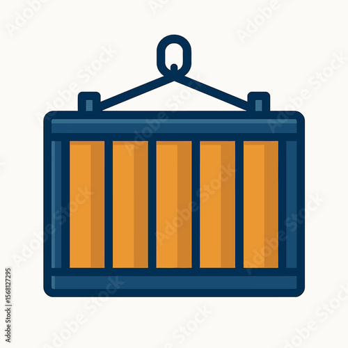 Illustrated Cargo Container with Hook