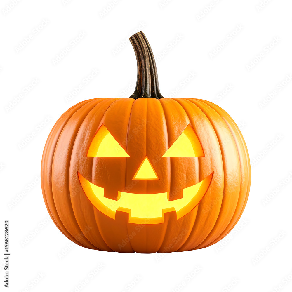 Glowing Pumpkin Lantern with Carved Blank Face Orange Smooth Stem on Transparent Background 3D Glowing Pumpkin Lantern with Carved Blank Face Orange Smooth Stem on Transparent Background 3D