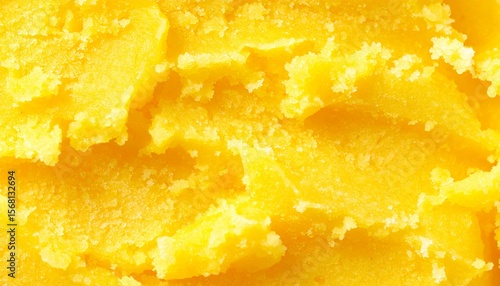 Bright yellow of lemon sherbet, with a cool background featuring frozen particles and a sense of transparency