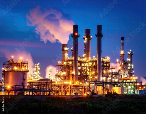 Industrial plant at twilight