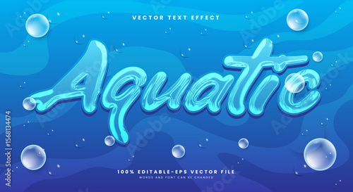 Aquatic Chrome Style 3d editable text effect Template Suitable for Under water background