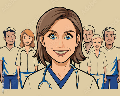 Professional medical staff doctor illustration.