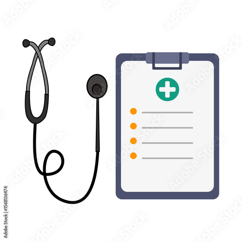World health day. stethoscope and medical record file