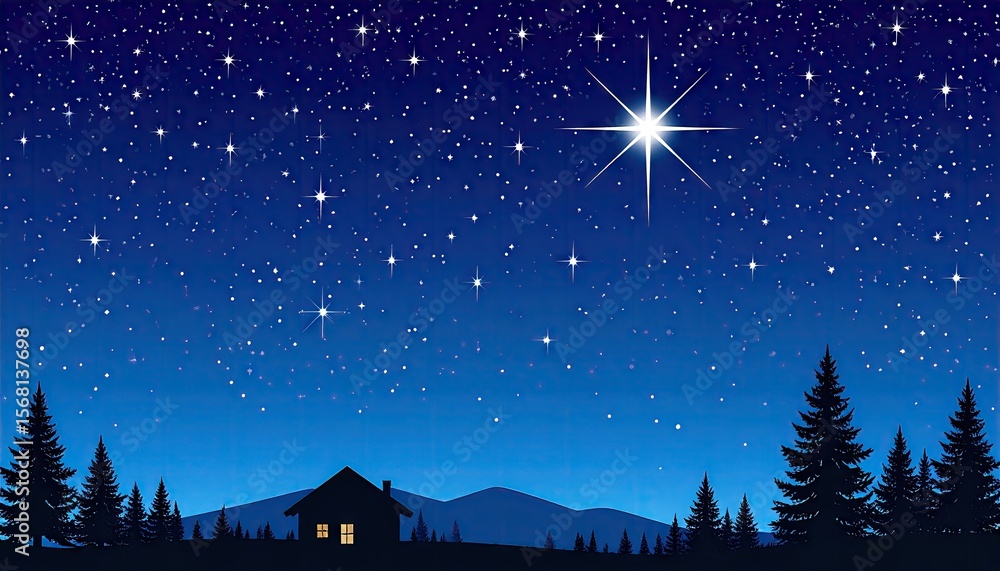 Fototapeta premium Starry night over a cabin