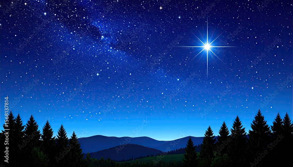 Naklejka premium Starry night over mountains