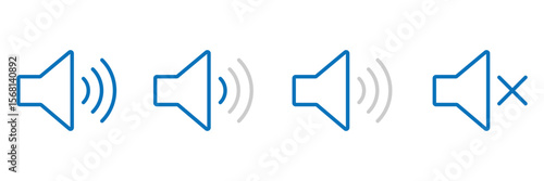 Mute sound icon. Sound volume level icon.