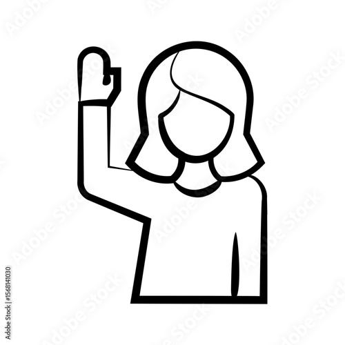 Woman raising one hand