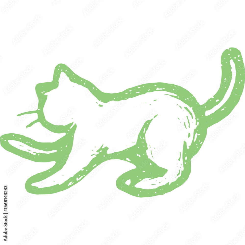 Fototapeta premium Cute Playful Cat Icon | Adorable Feline Action Illustration for Stock