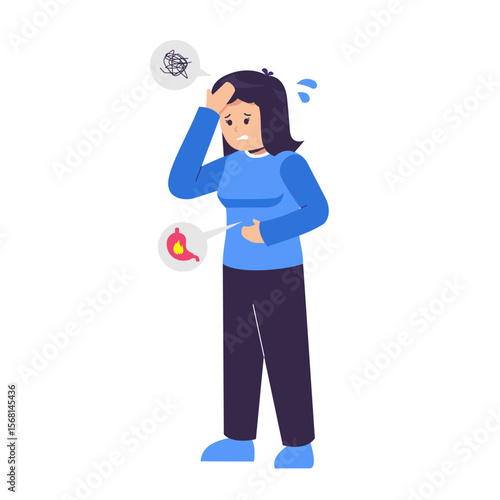 Women who suffer from stomach ache, discomfort, pain, heartburn, or GERD. the connection between stress and digestive discomfort
