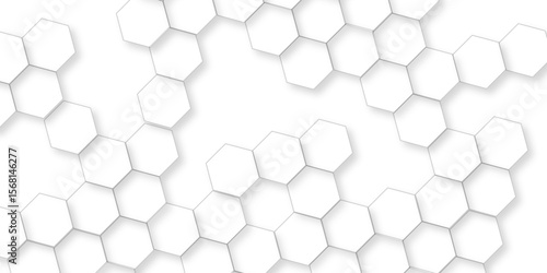 Abstract white hexagon concept background, soft white background, beautiful geometric pattern white gray hexagonal, illustration geometry science and technology.