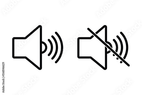 Mute sound icon vector set.  vector illustration eps 10.