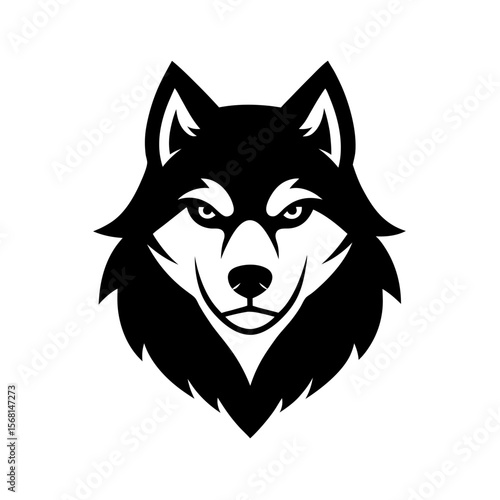 Black silhouette of an alaskan malamute face mascot vector illustration