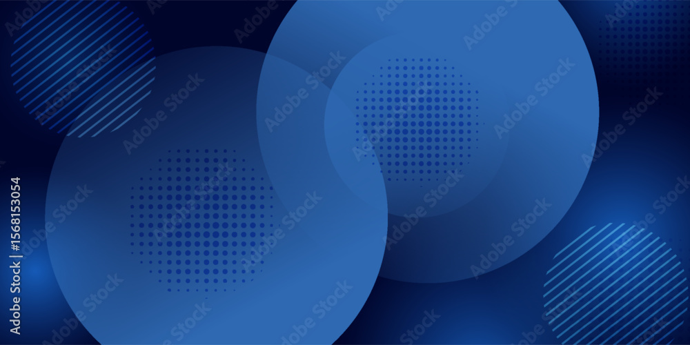 Obraz premium Abstract blue geometric background with circles. Dynamic shapes composition.Vector illustration