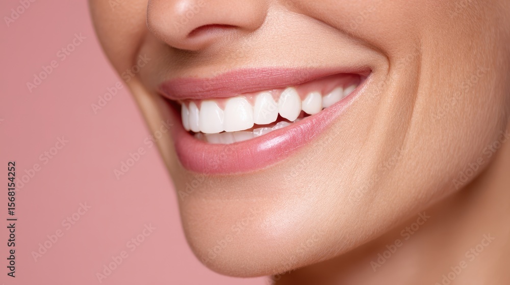 Obraz premium The radiant smile of a woman showcasing natural beauty and confidence.