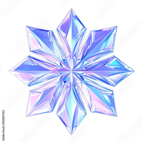 Vibrant iridescent snowflake graphic design element